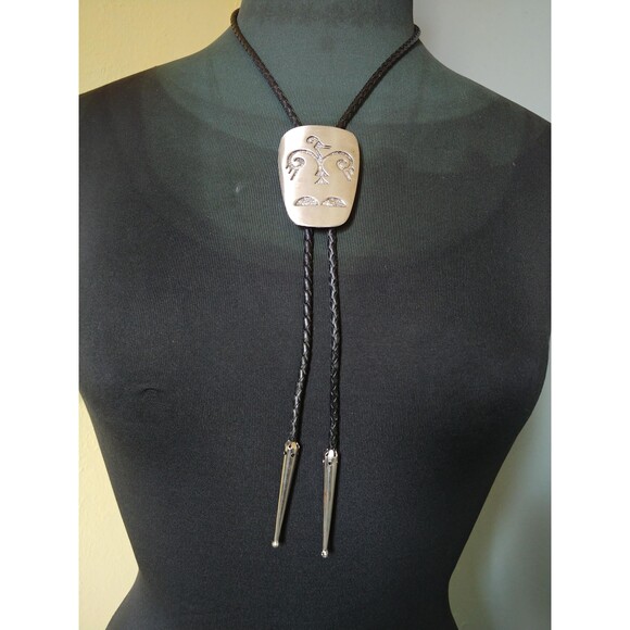 Vintage Southwestern Native Style Bird Bolo Tie By Florenta Of California - Picture 8 of 10